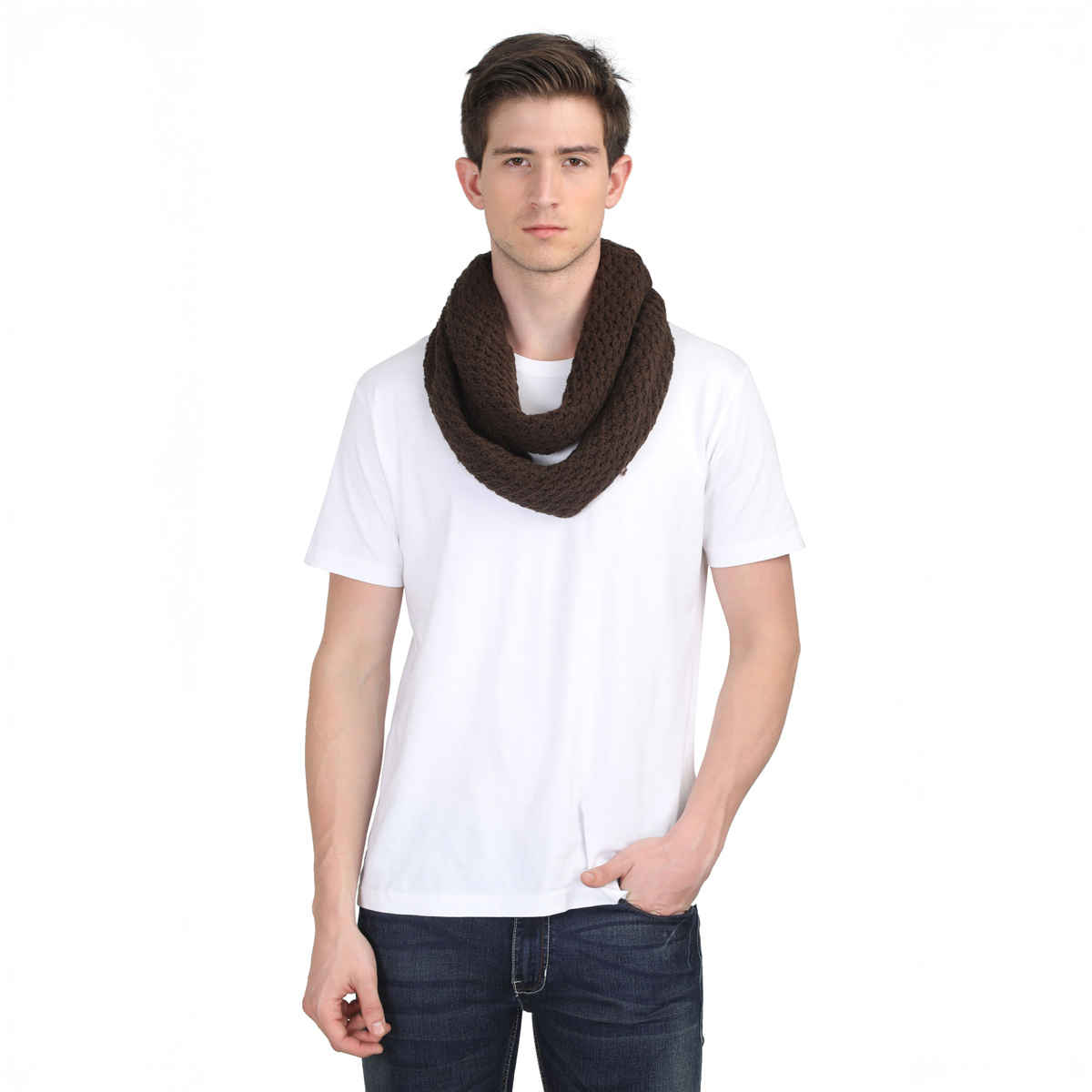 Fabseasons Men's Acrylic Muffler | Dark Brown - Free Size