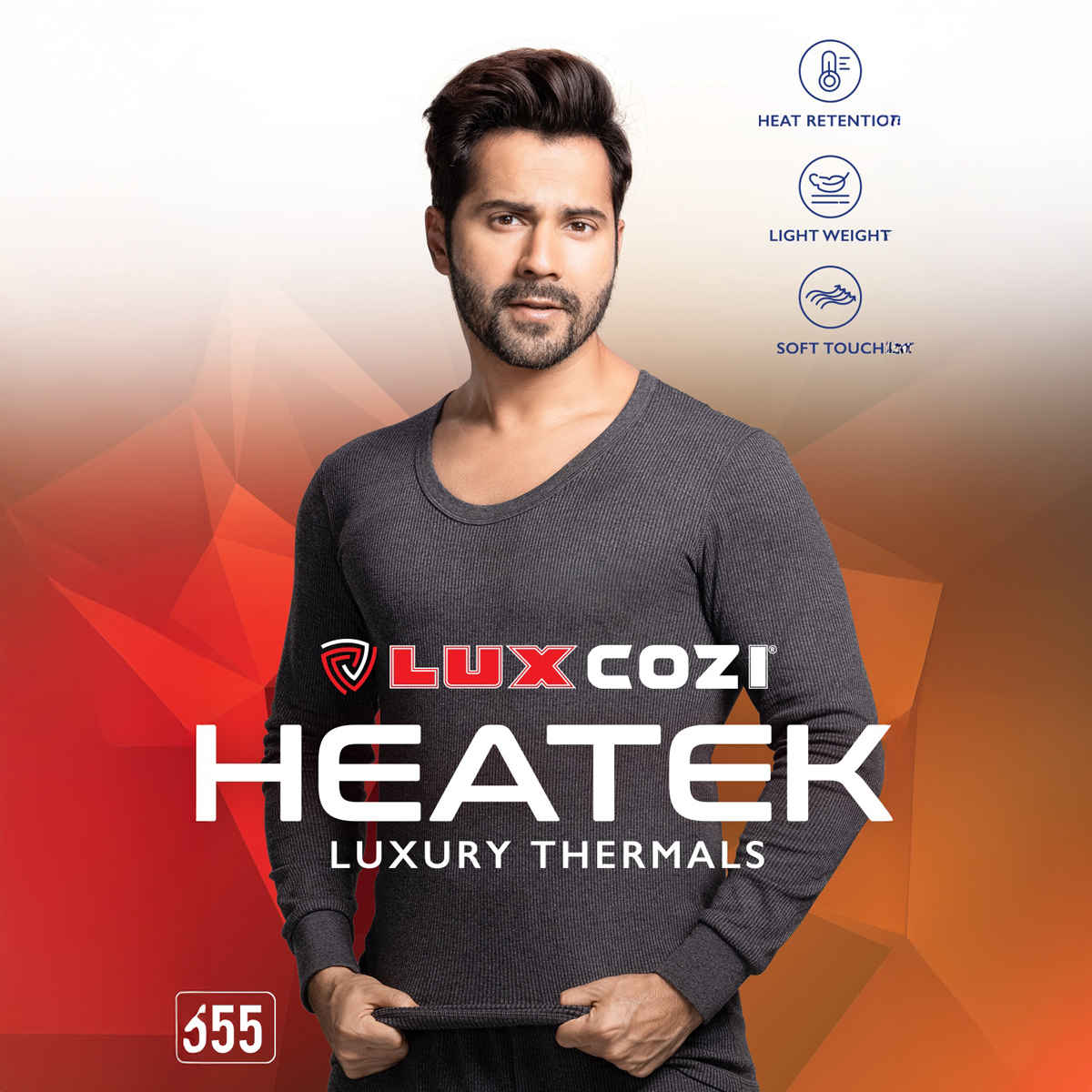 Lux Cozi Men's Heatek Thermal Comfort, Stretchable & Super Warm Set | Black Melange-95