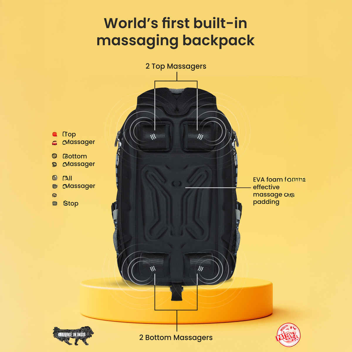 EUME Unisex Solid Nylon 31 L Massager Backpack | Black - 15.6 Inches