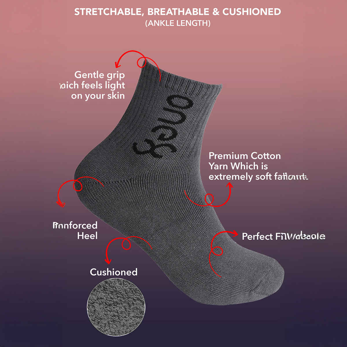 One8 Men's Cotton Ankle Length Socks | Multicolour - Free Size