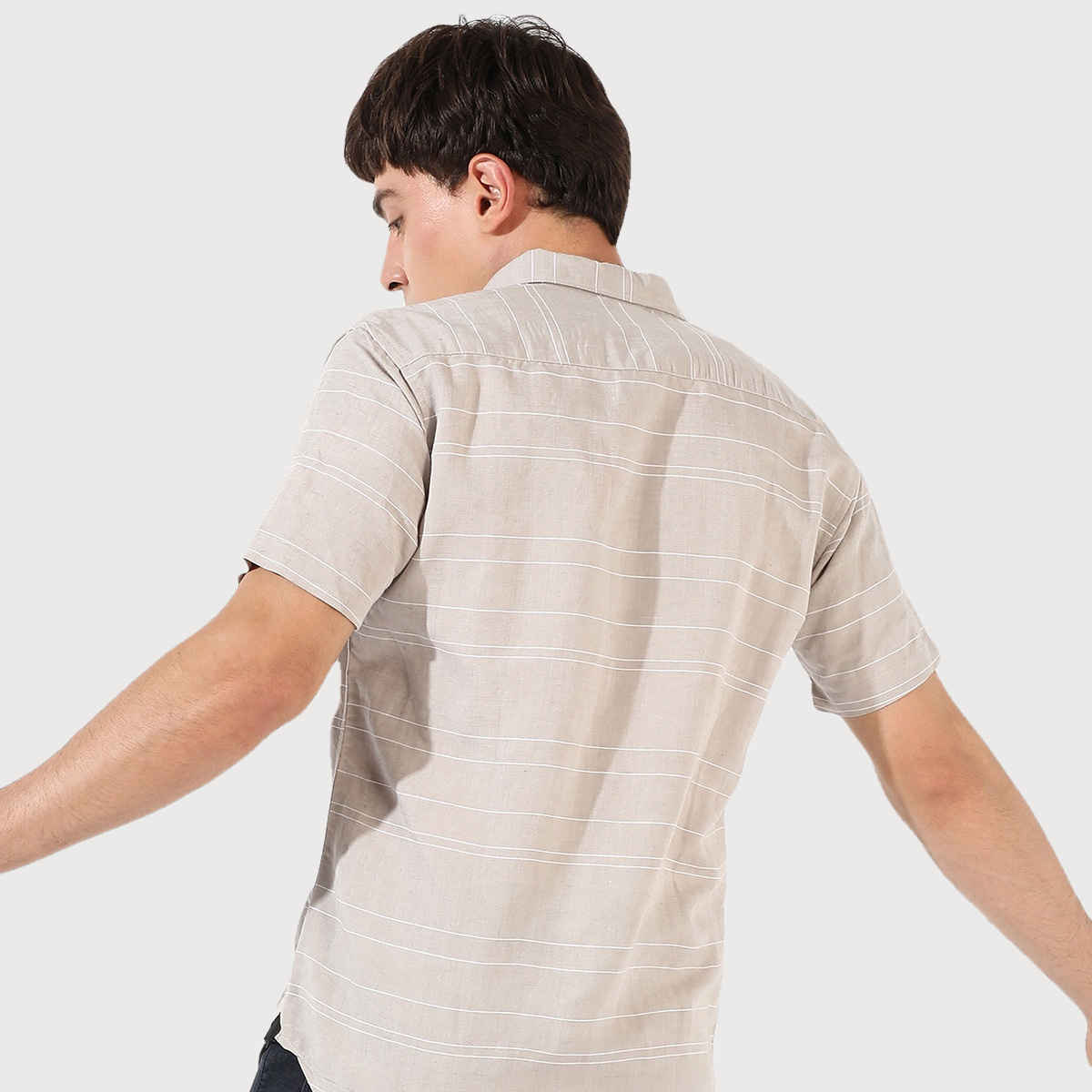 Campus Sutra Men's Textured Casual Shirt | Grey - L