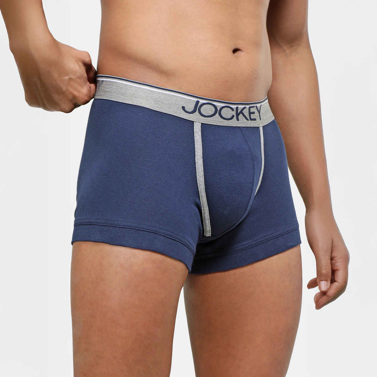 Jockey 8015 Men's Super Combed Cotton Rib Underwear Solid Trunk|Ultrasoft Waistband|PO2 | Navy-S