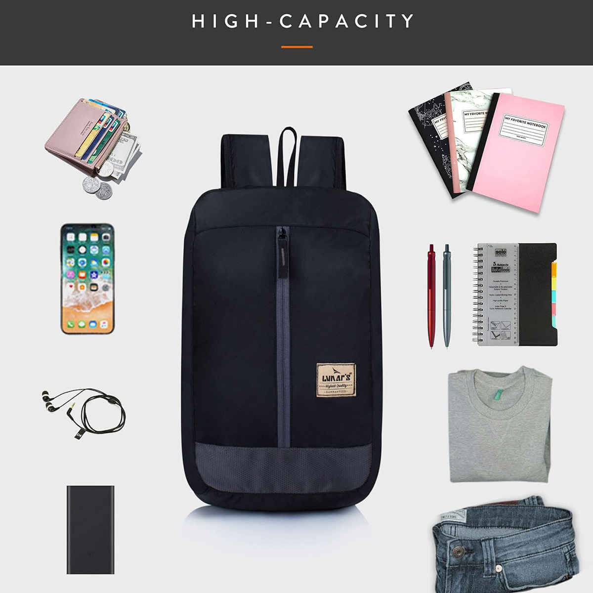 Lunar's Unisex Solid Polyester 12 L Backpack | Black