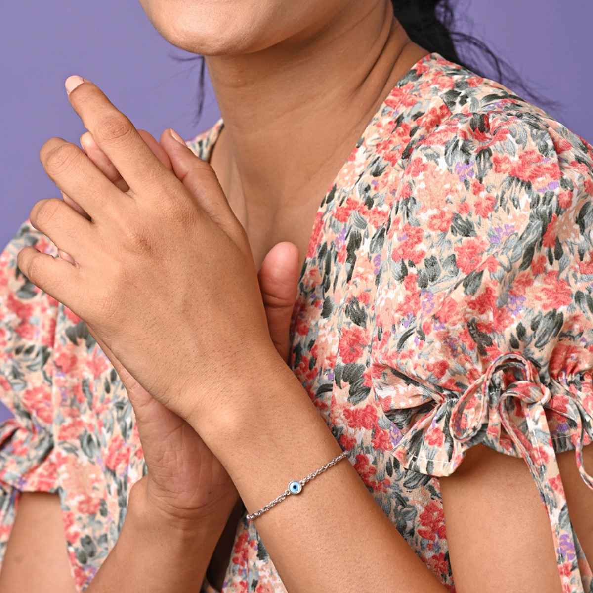 Clara 925 Pure Silver Evil Eye Chain Bracelet | Adjustable | Anti-Tarnish | Gift for Women & Girls