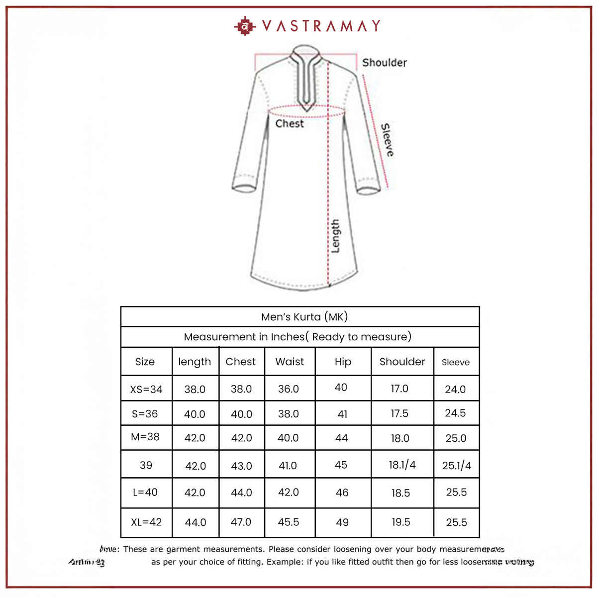 Vastramay Men's Rayon Kurta | Red - S