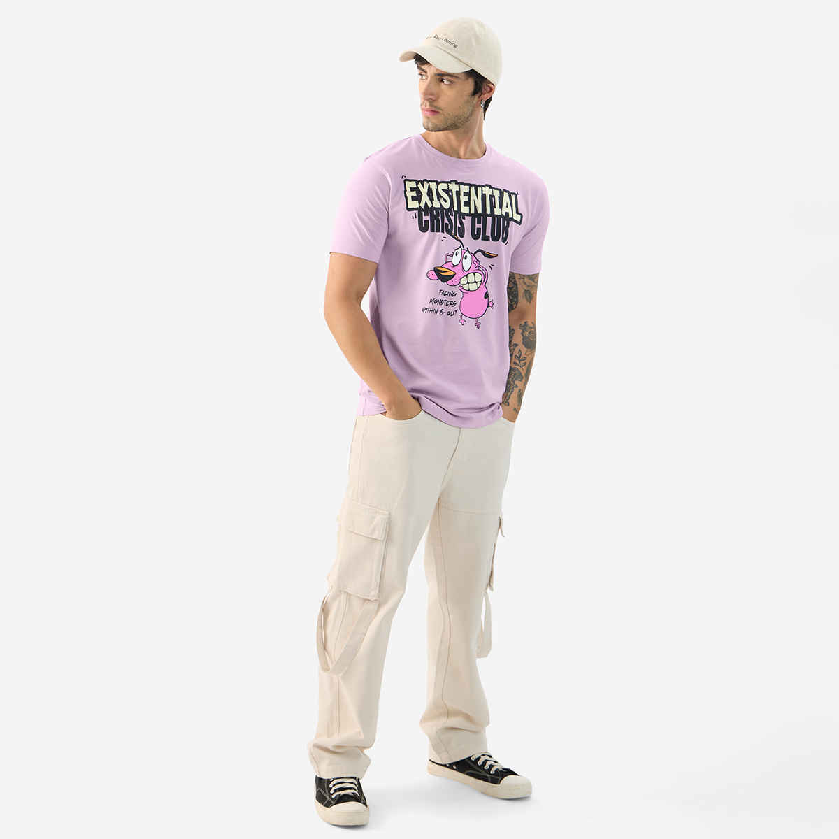 The Souled Store Men's Regular Courage- Existential Crisis T-Shirts | Purple | M