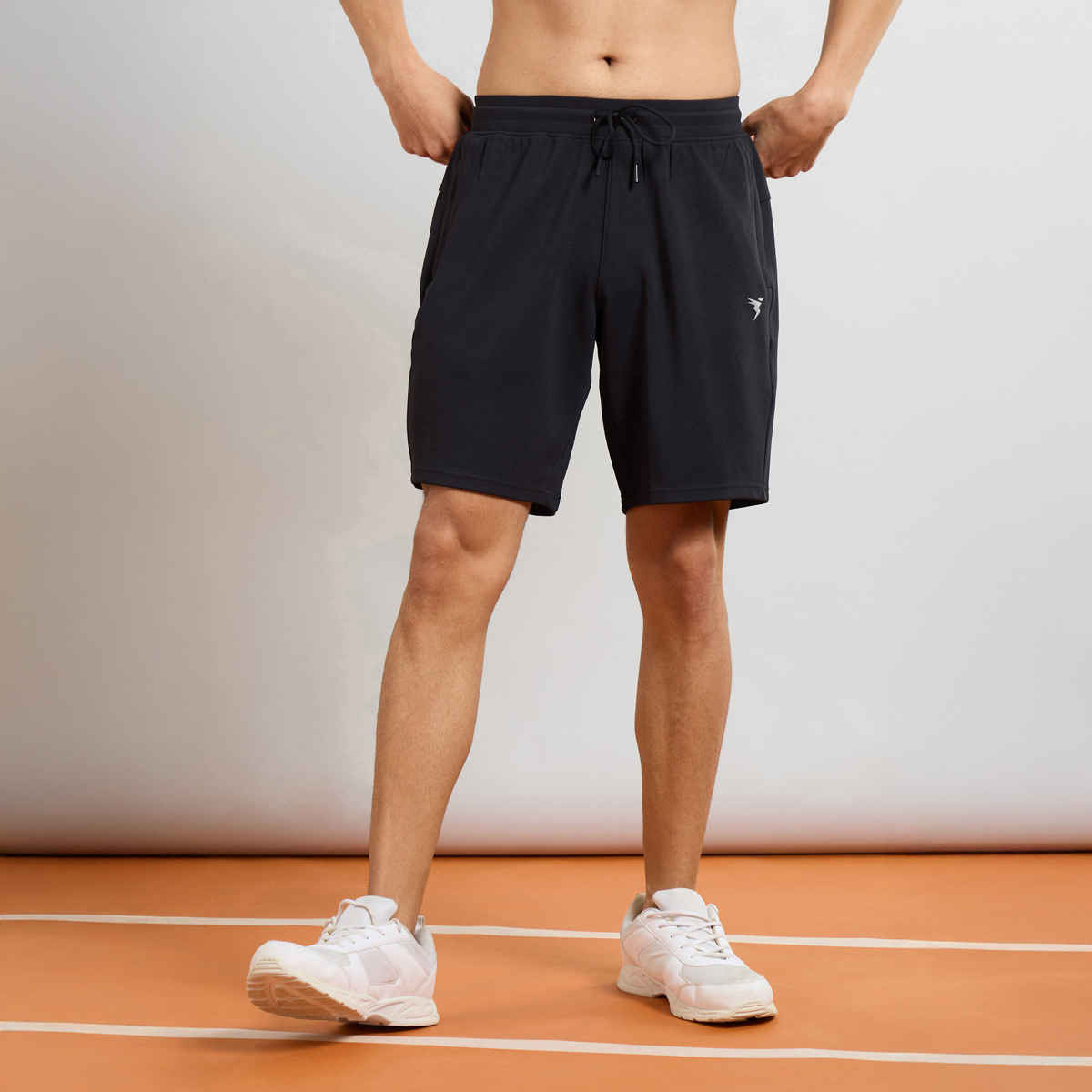 Technosport Men Poly Solid Slim Fit Sports Shorts with TS FLEXI | Black | XL