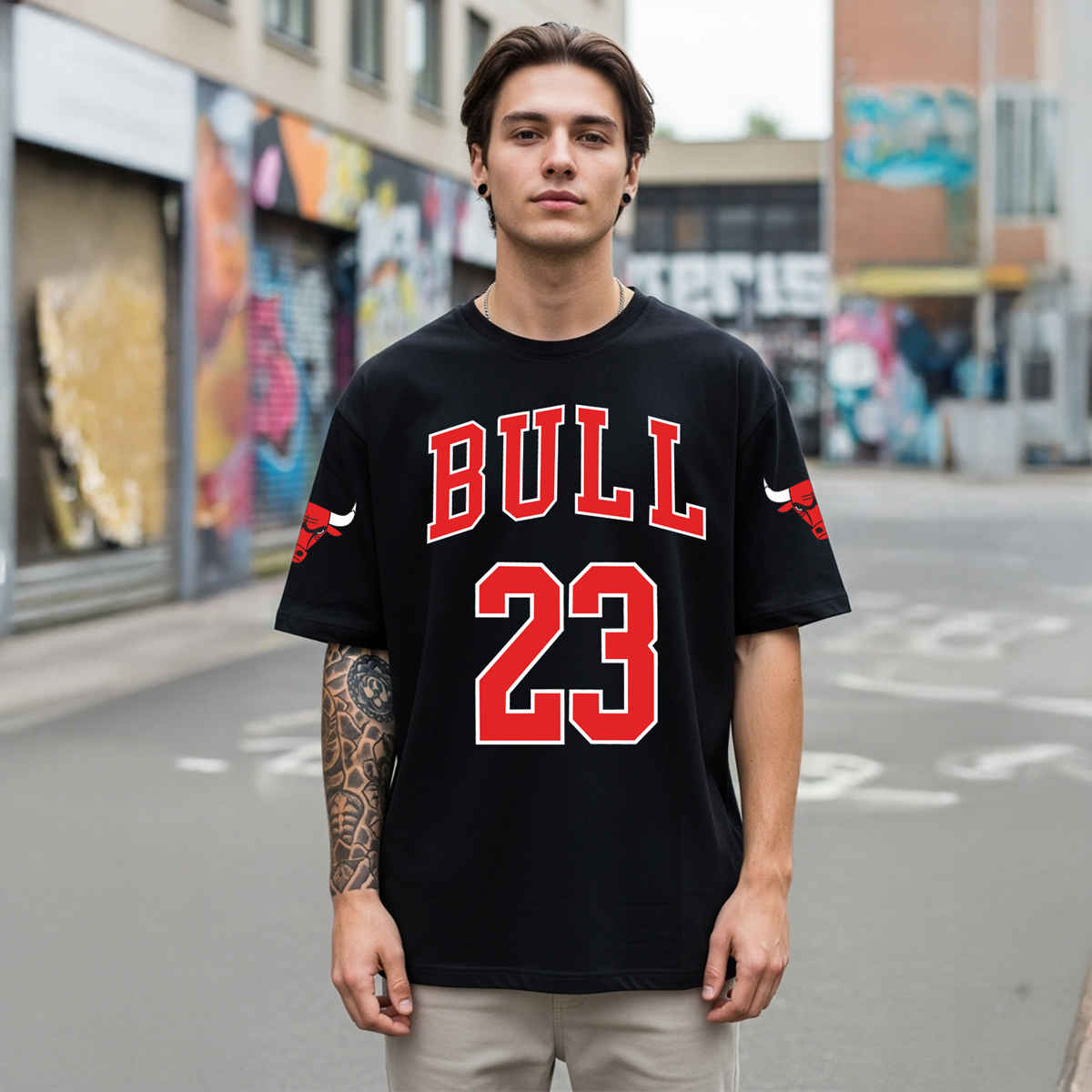 BENNY BROOKS Men's Round Neck half sleeve Oversized T-shirt |AA(ARN)BLACK79 | Black - XL