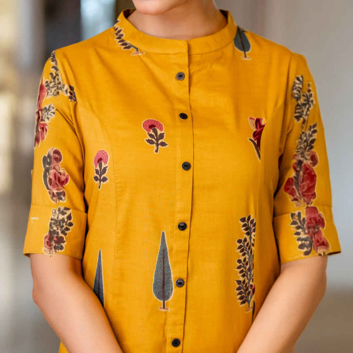 GoSriKi Women's Rayon Blend Straight Printed Kurta with Pant | BARKAT | Yellow - XL