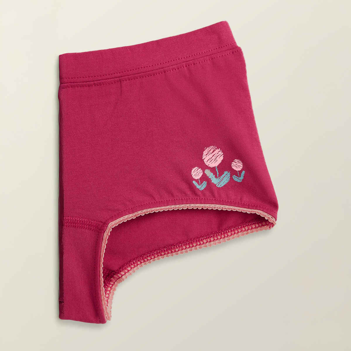 XY Life Scribbles Flowery Intellisoft Tencel Boyshorts PO2 - Dark Pink+Frost Pink | 5-6Y| Pack Of 2