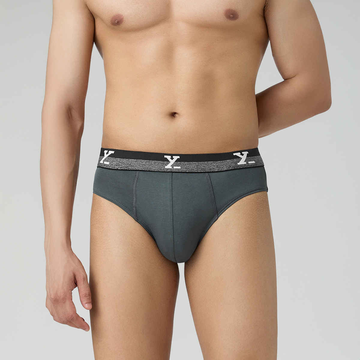 XYXX Men's Cotton Solid Briefs, Pack of 1, Anchor Grey| M