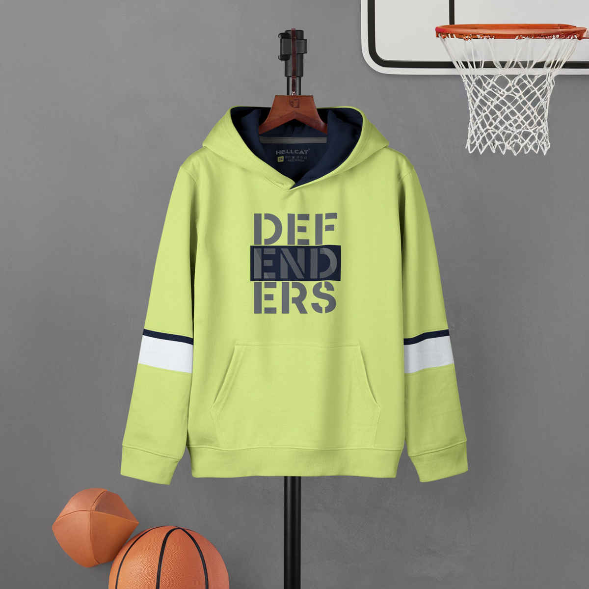 Hellcat Boy's Printed Cotton Blend Hoodie T-Shirt | Green | 13-14 Years