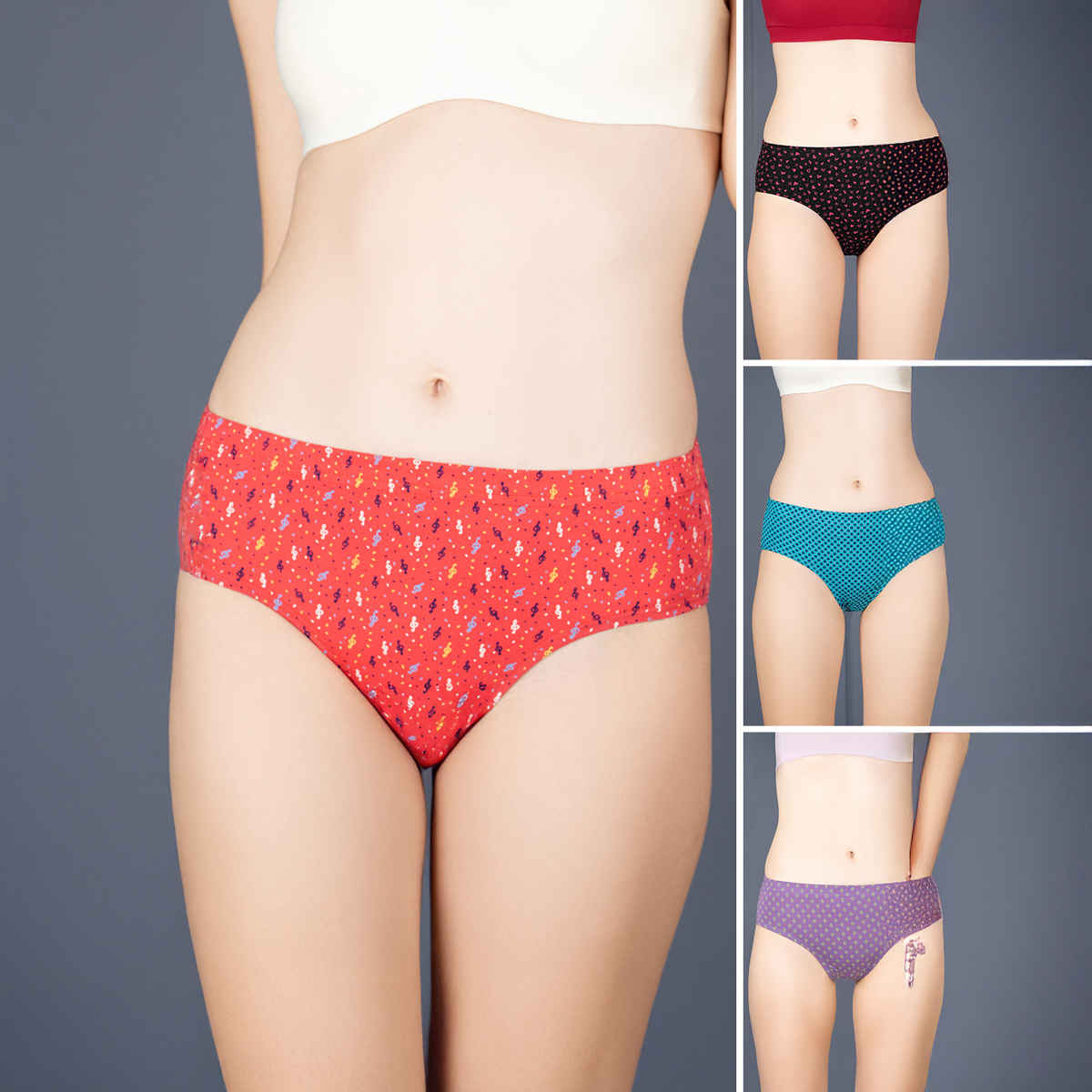 Lux Cozi Her Pure Cotton Hipster Printed Panty | Multicolor | Size-100 | Pack Of 4