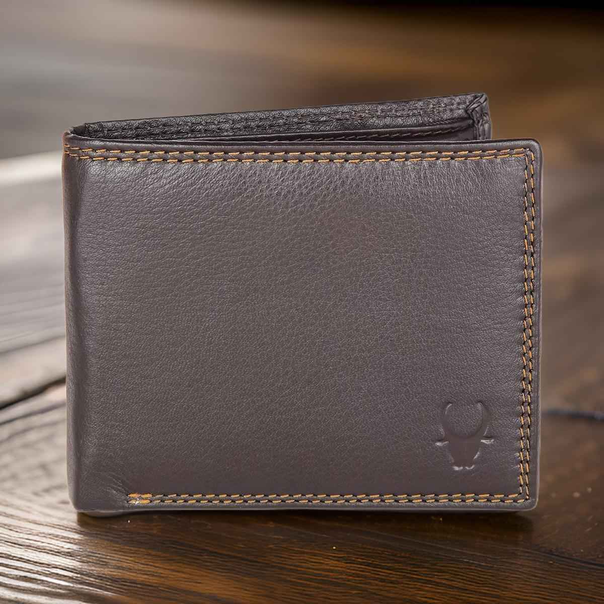 Wildhorn Men's Solid Genuine Leather Bi-Fold Wallet | Brown - Free Size