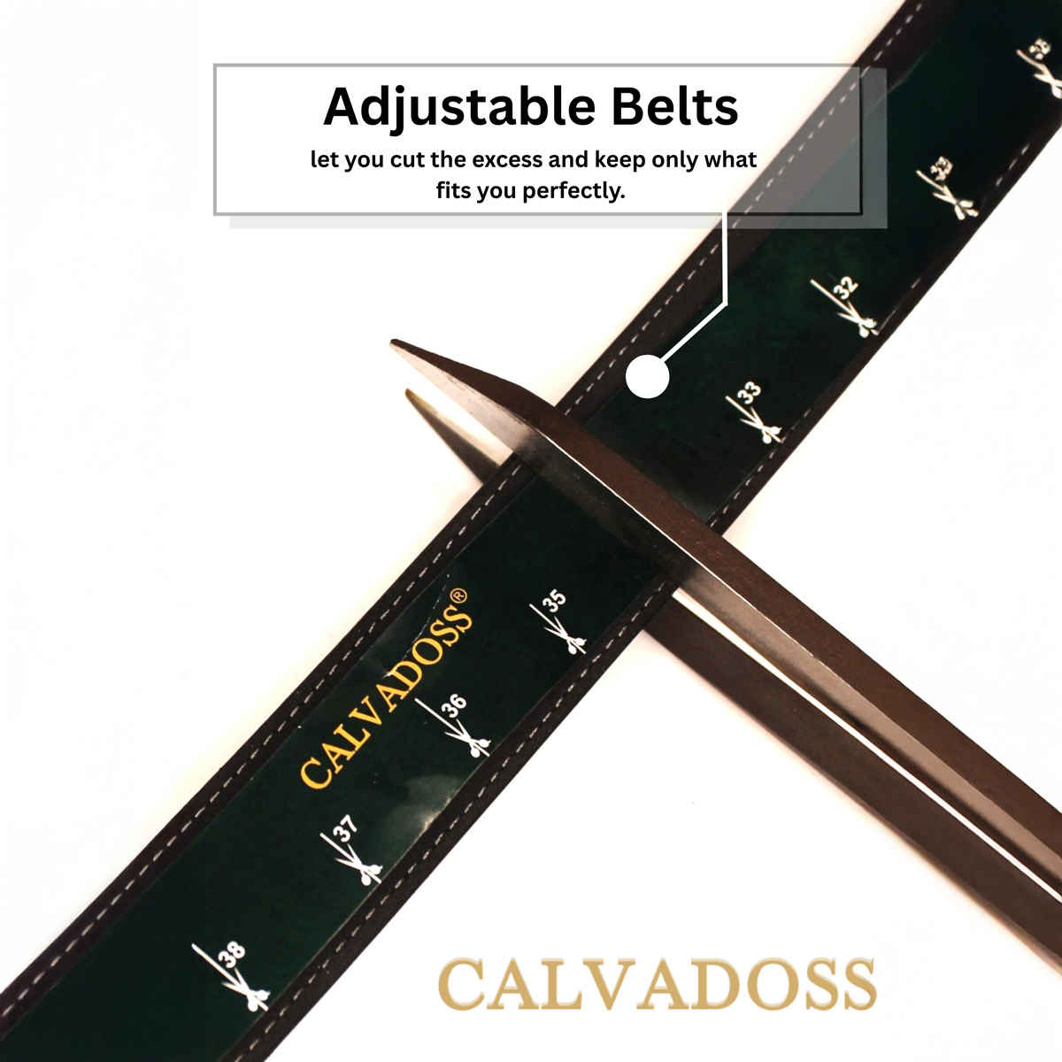 Calvadoss Men's Premium Comfort Fit Solid Gear PU Belt | Chrome