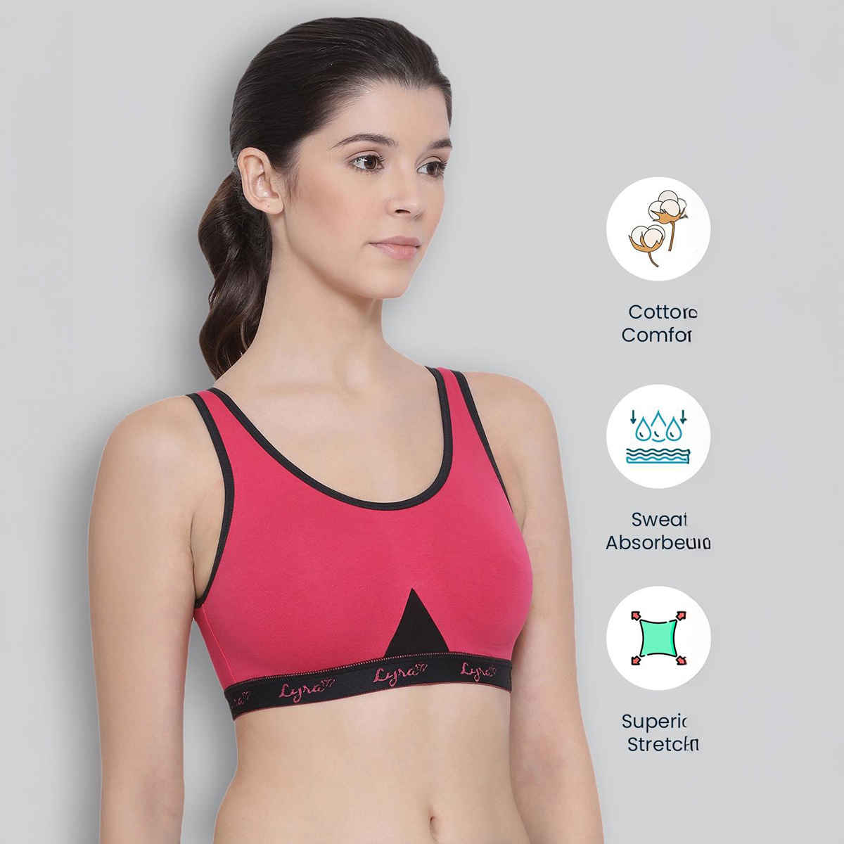 Lyra Women's Sports Bra Non Padded | Skin and Fuchsia - 38B