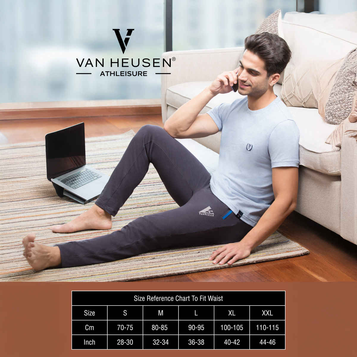 Van Heusen Athleisure Men Black Solid Smart Tech Easy Stain Release Trackpant |S