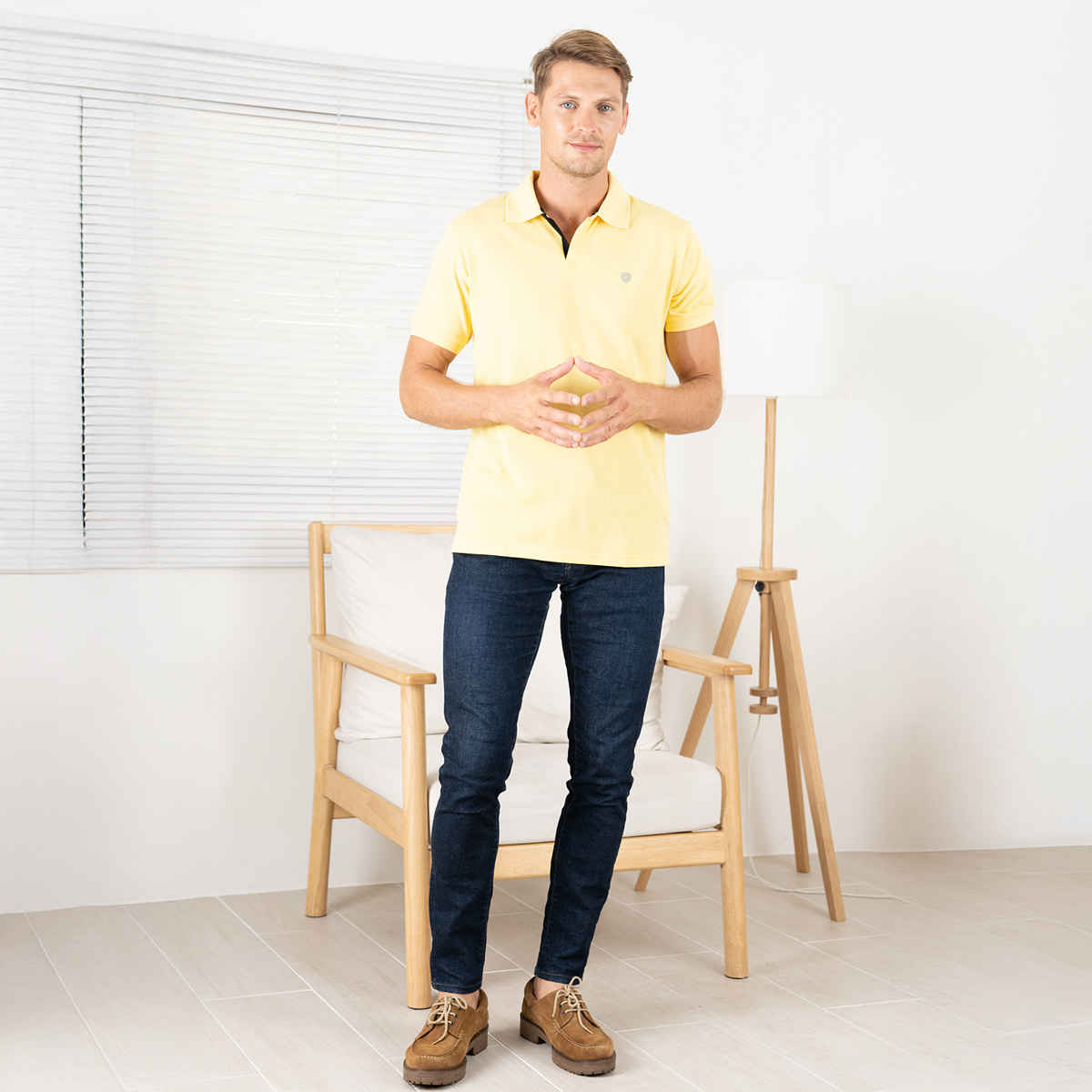 Lux Cozi Men's Cotton Polo T-Shirt, Yellow, XL