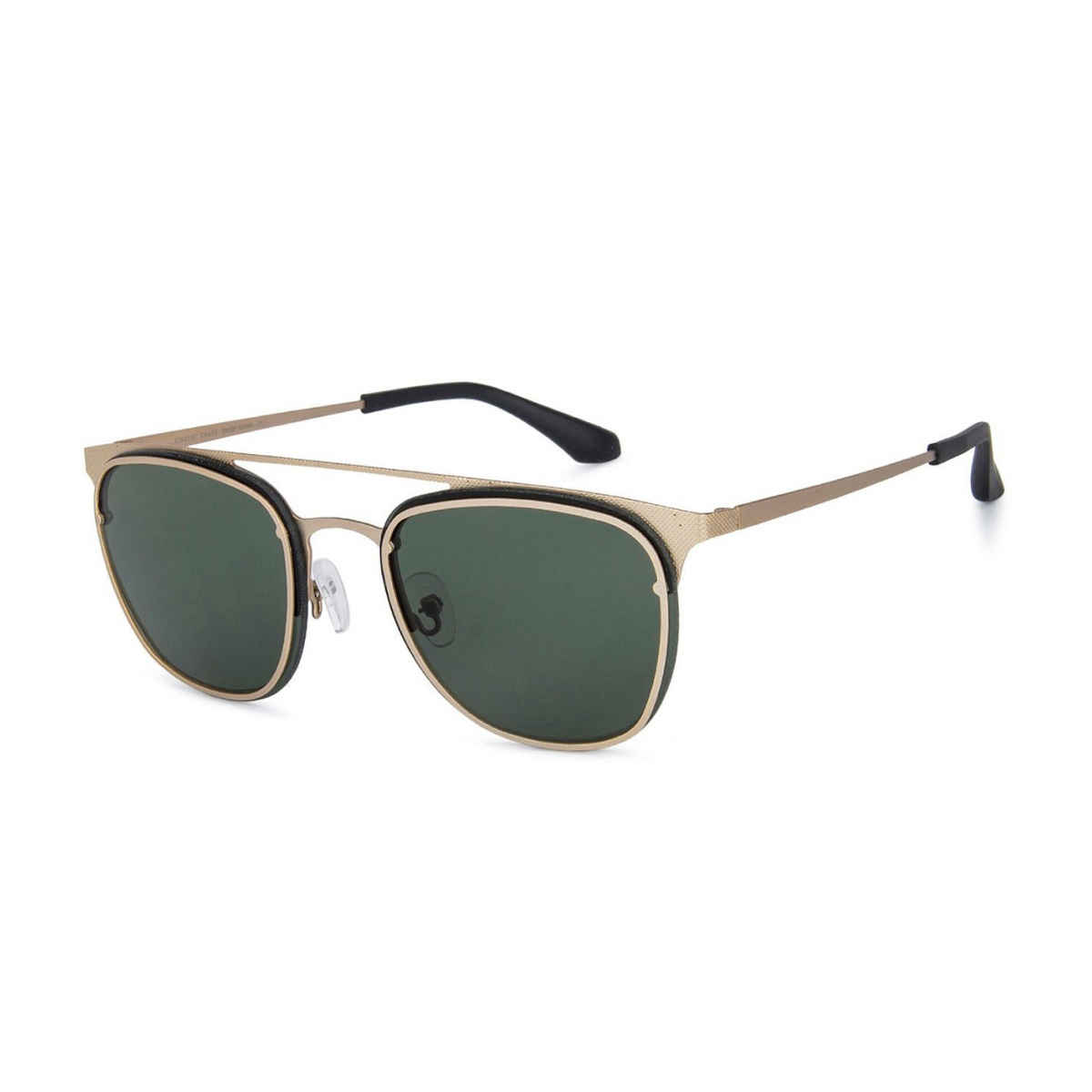 Vincent Chase By Lenskart Unisex Solid Metal Square Sunglasses | Golden and Green - S