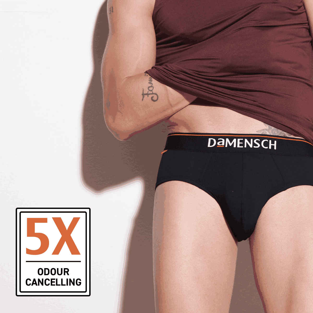 DaMENSCH Men's Premium Cotton Briefs | Black - L