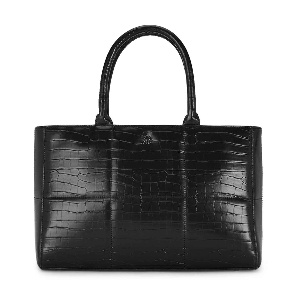 United Colors Of Benetton Women's PU 11.5 L Double Handle Tote Bag | Black - Standard