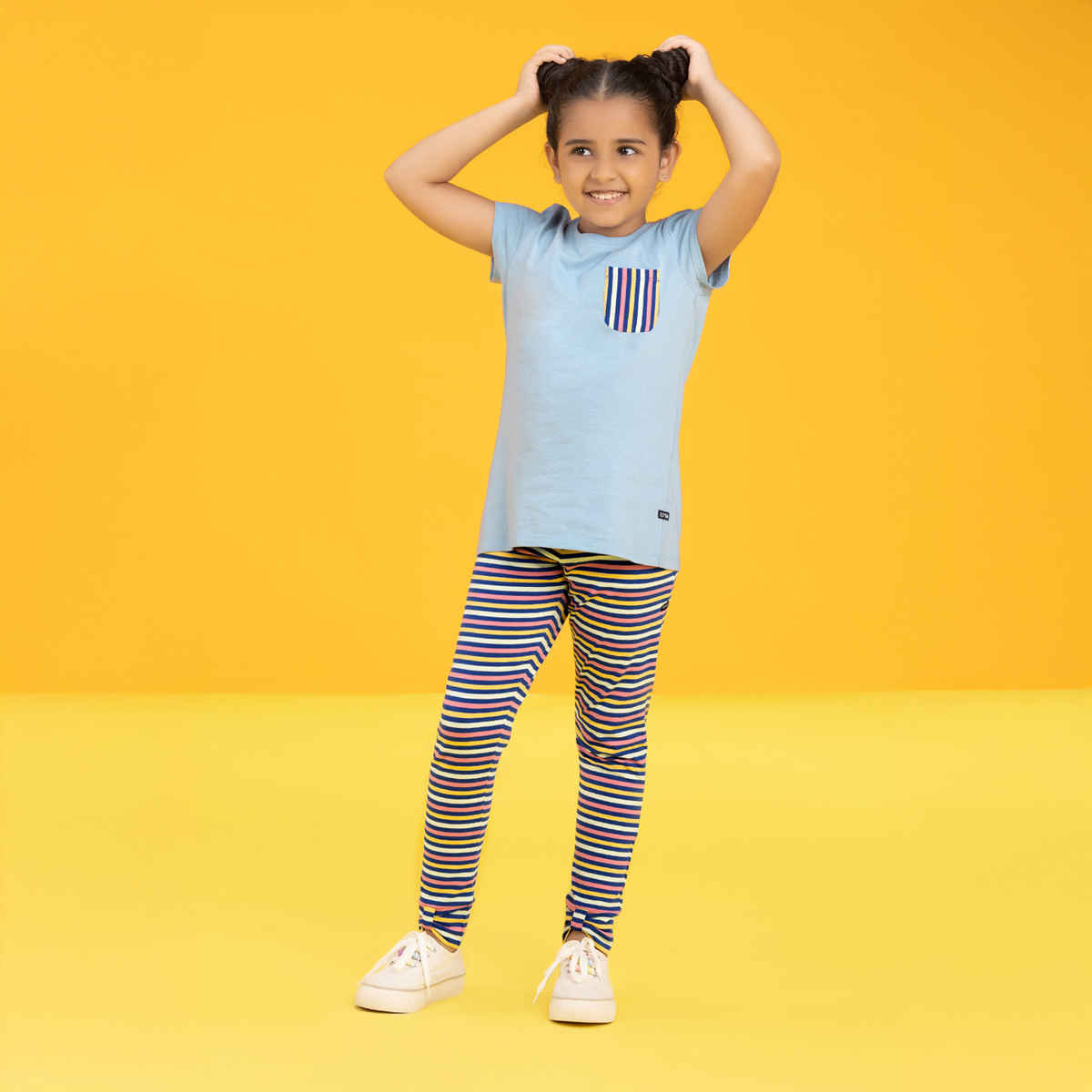 XY Life Girl's Arcade Intelliease Combed Cotton T-shirt | Ice Blue - 11 to 12 years