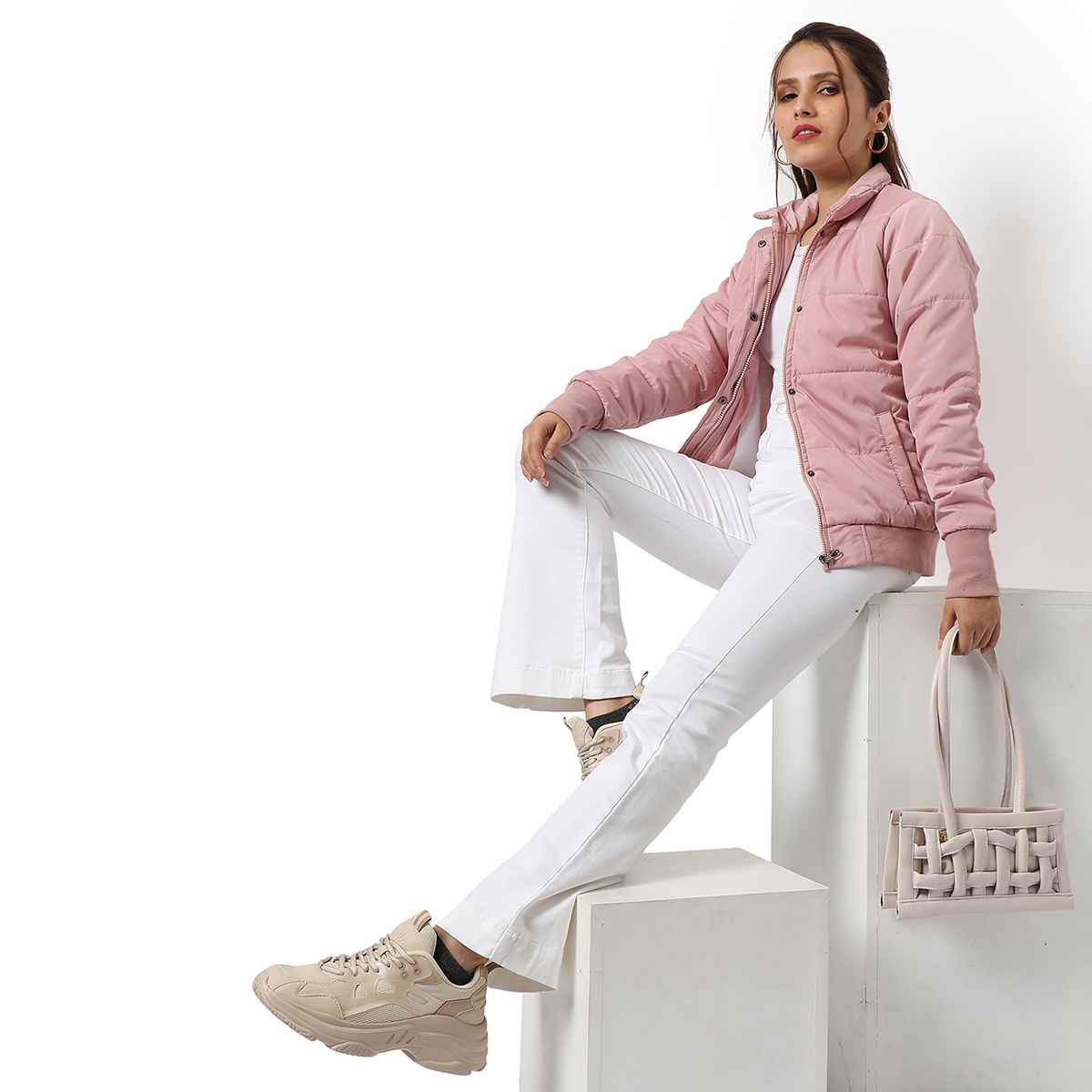 Campus Sutra Women's Stylish Jacket | Pink - M