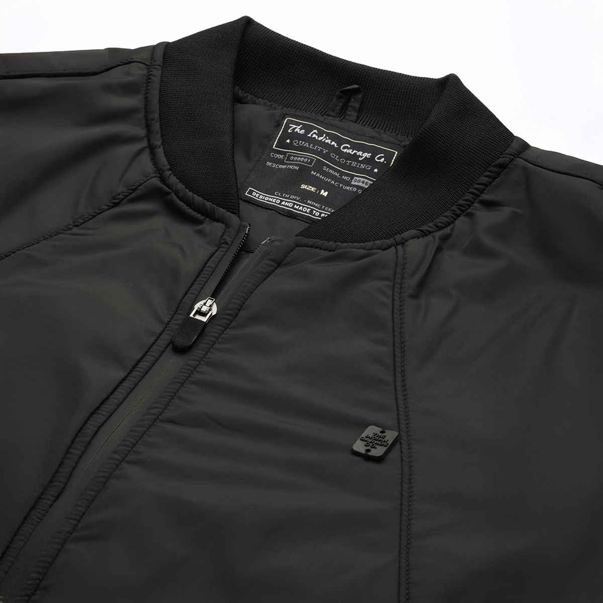 The Indian Garage Co Men's Slim Solid Jacket | Black - XL