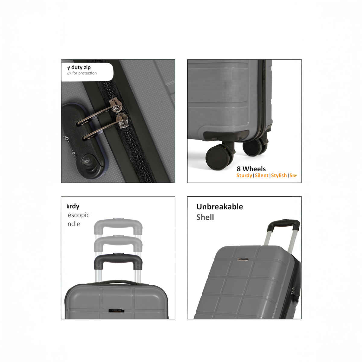 Teakwood Leathers Unisex Solid Hard Sided Cabin Size Trolley Bag | Grey