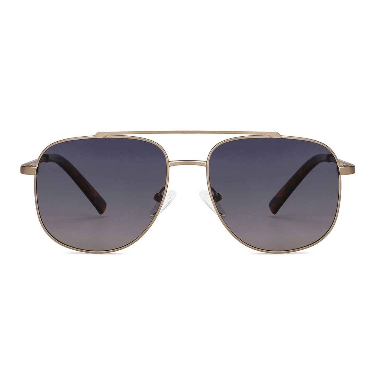 Vincent Chase By Lenskart Unisex Solid Stainless Steel Sunglasses | Black and Gold - L