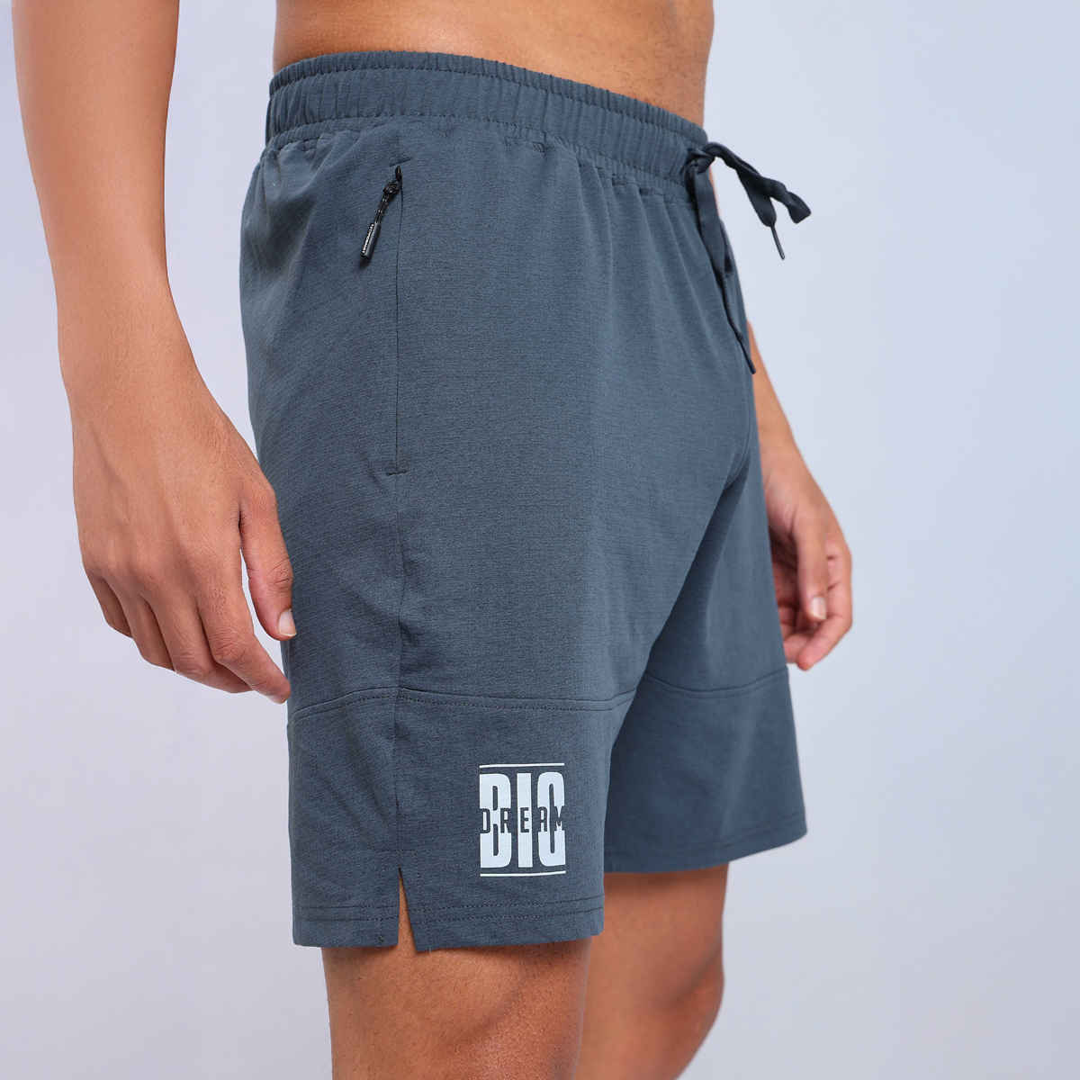 Technosport Men Poly Solid Relax Fit Sports Shorts with ELASTO LITE | Dark Carbon | XXL