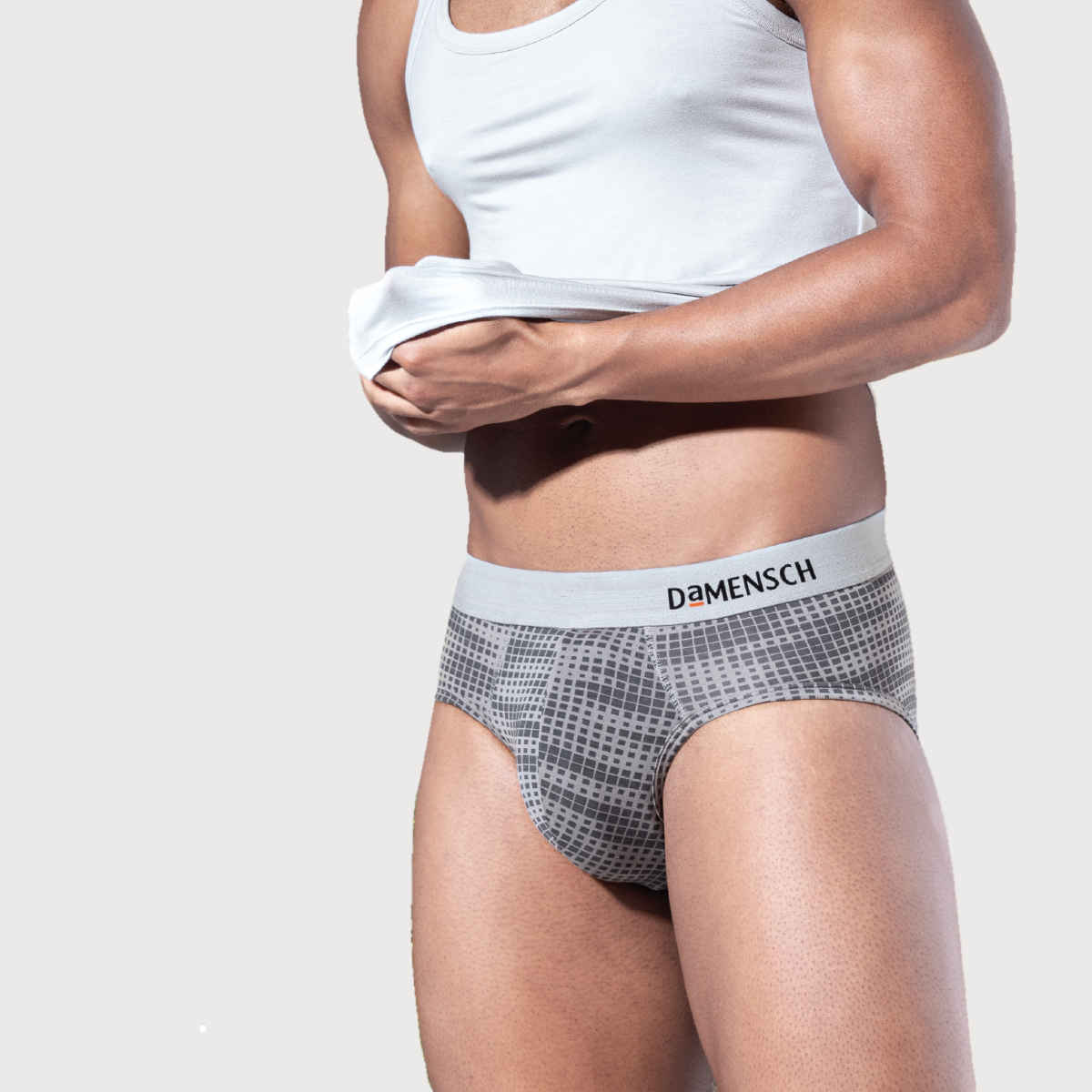 DaMENSCH Men's Modal Briefs | Silver and Grey - XL
