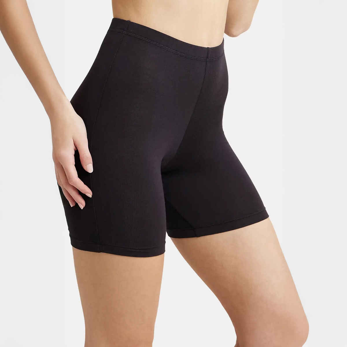 Jockey 1529 Women's Super Combed Cotton Mid Waist Underwear Shorties|Concealed Waistband | Black-XXL