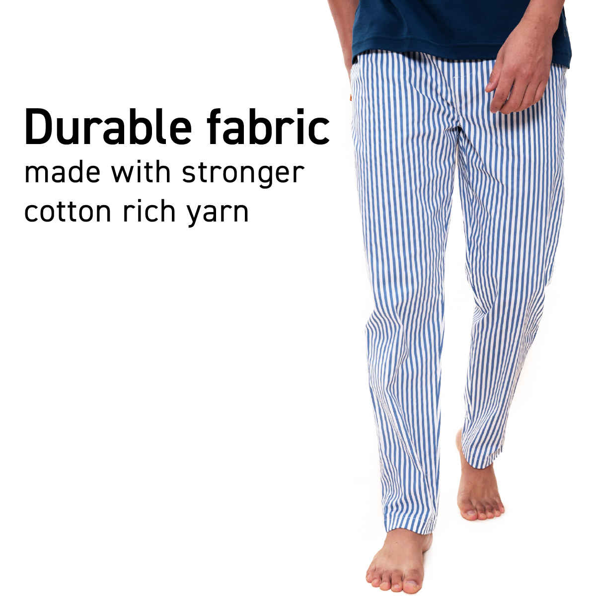 DaMENSCH Men's Cotton Tapered Fit Pyjama | Blue - L