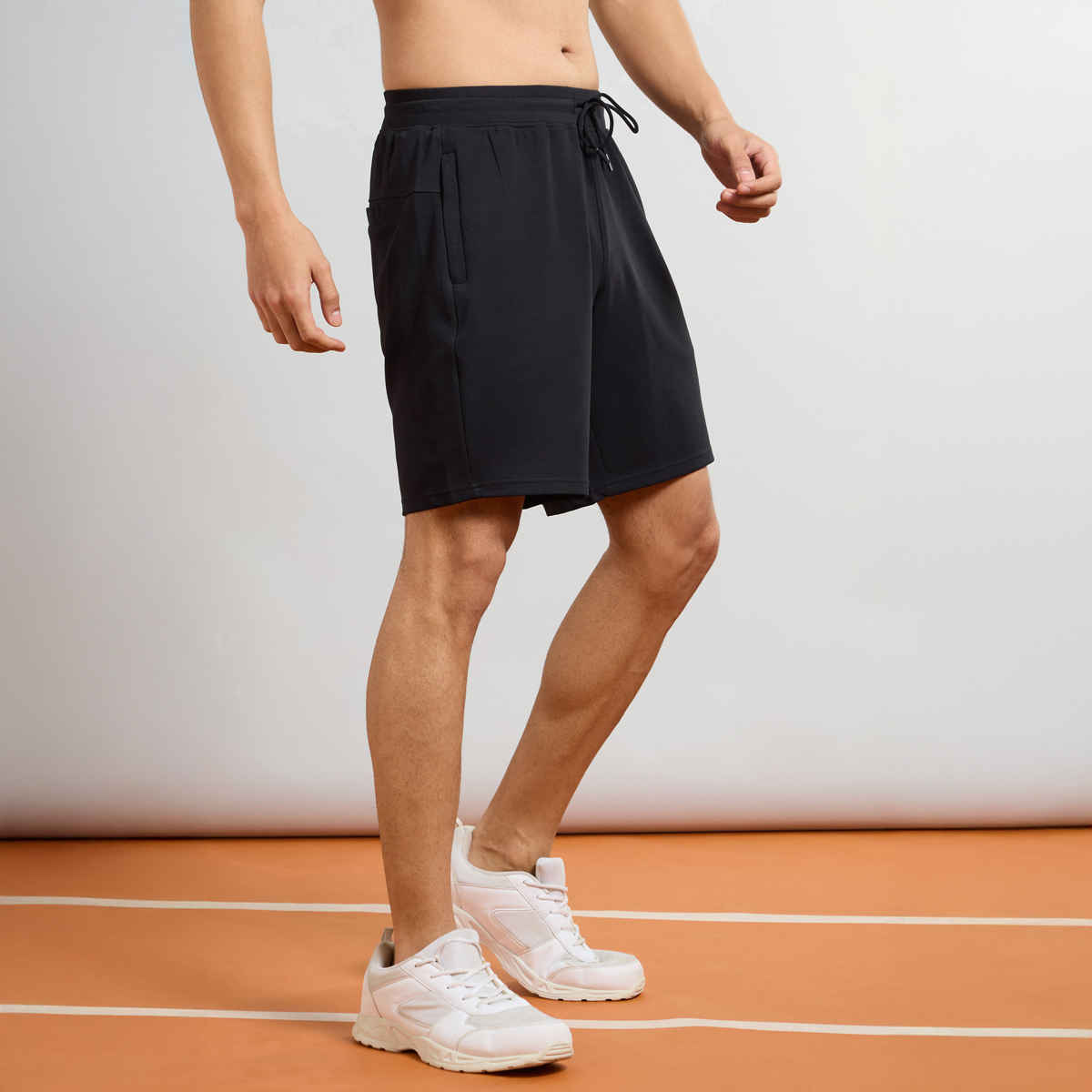 Technosport Men Poly Solid Slim Fit Sports Shorts with TS FLEXI | Black | L