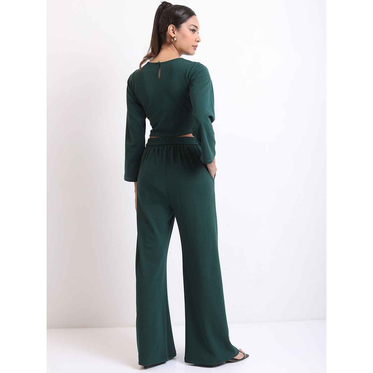 Ketch Women Long Sleeves Top With Trousers Co-ords | Teal | M