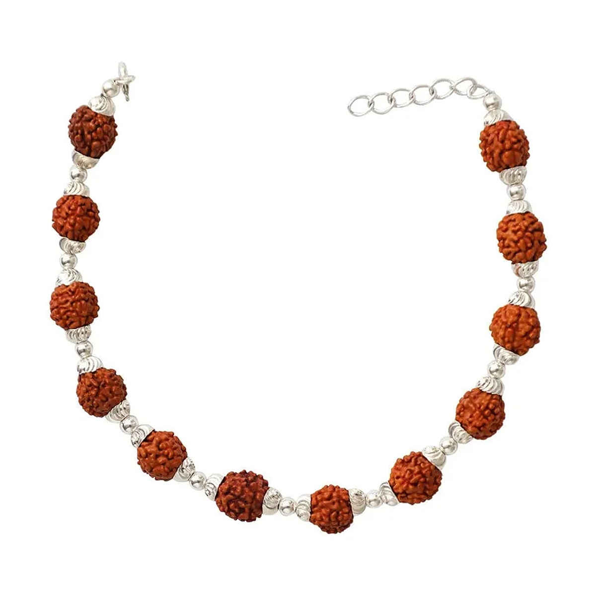 Unniyarcha Men's Silver 92.5 Bracelet With Rudraksha Beads