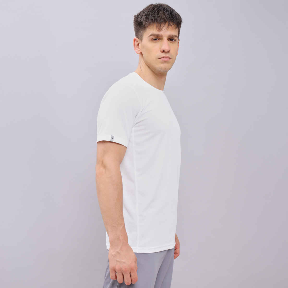 Technosport Men's Poly Solid Slim Fit Round Neck Sports T-shirt | White - XL