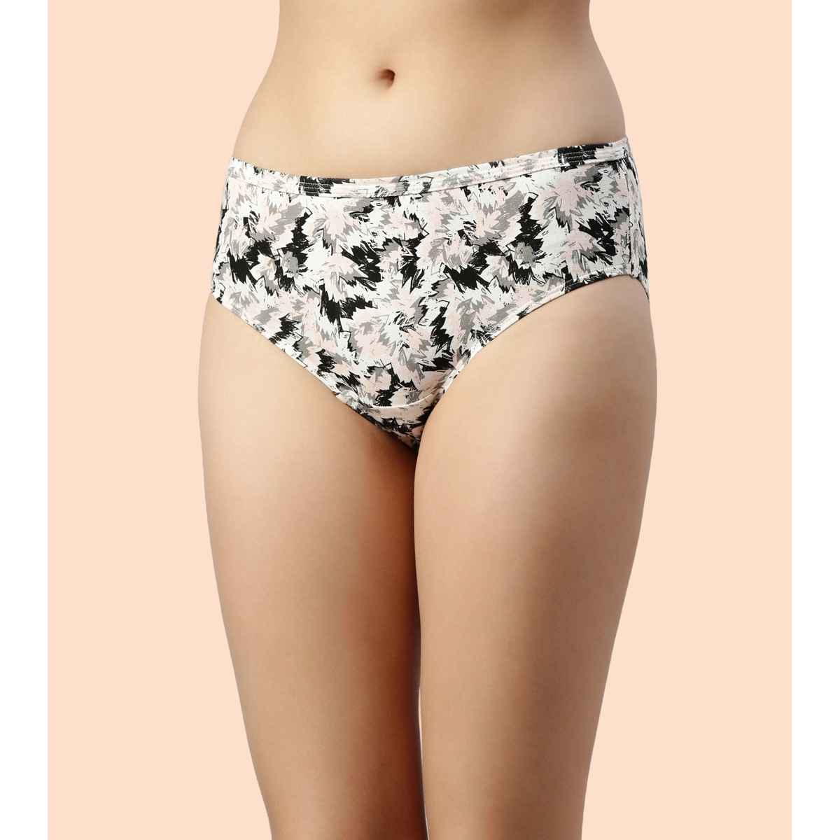 Enamor Women's CH03 Printed Stretch Cotton Hipster Panty | Mid Waist | PO3 | Assorted | XL