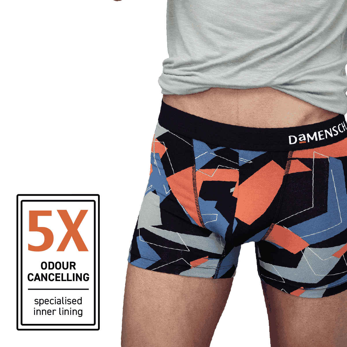 DaMENSCH Men's Modal Trunks | Black and Blue - L