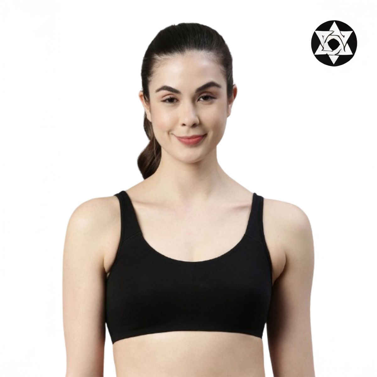 Enamor Women's SB06 Cotton Lounge Sports Bra | High Coverage | Non Padded | Wirefree | Black | XL