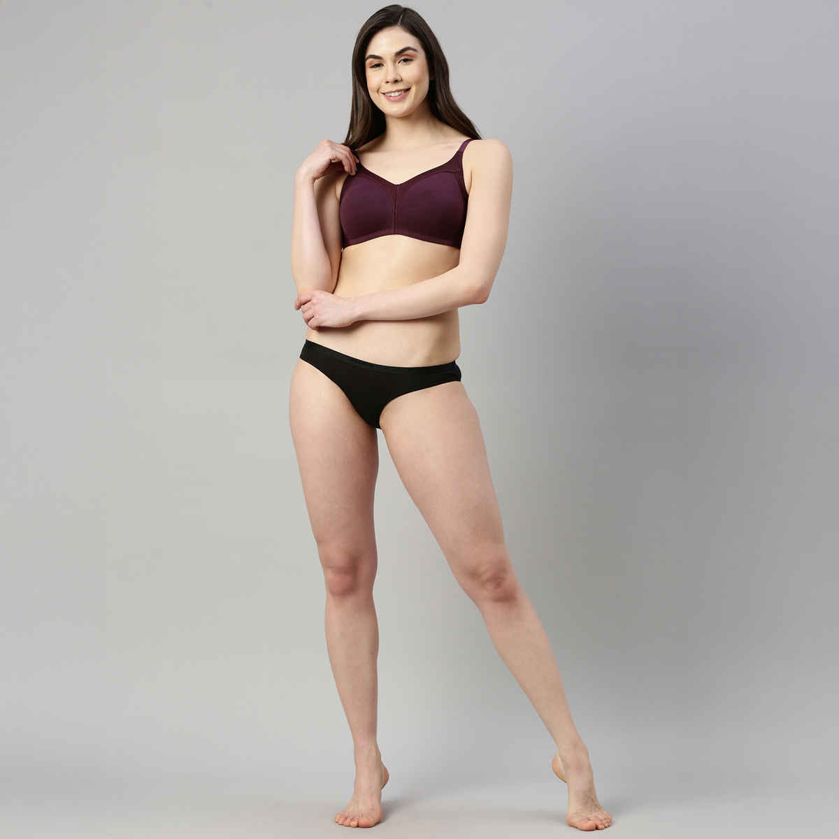 Enamor Women's AB75 Full Support Fab-Cool Cotton Bra | Non Padded | Wirefree | Purple - 34D