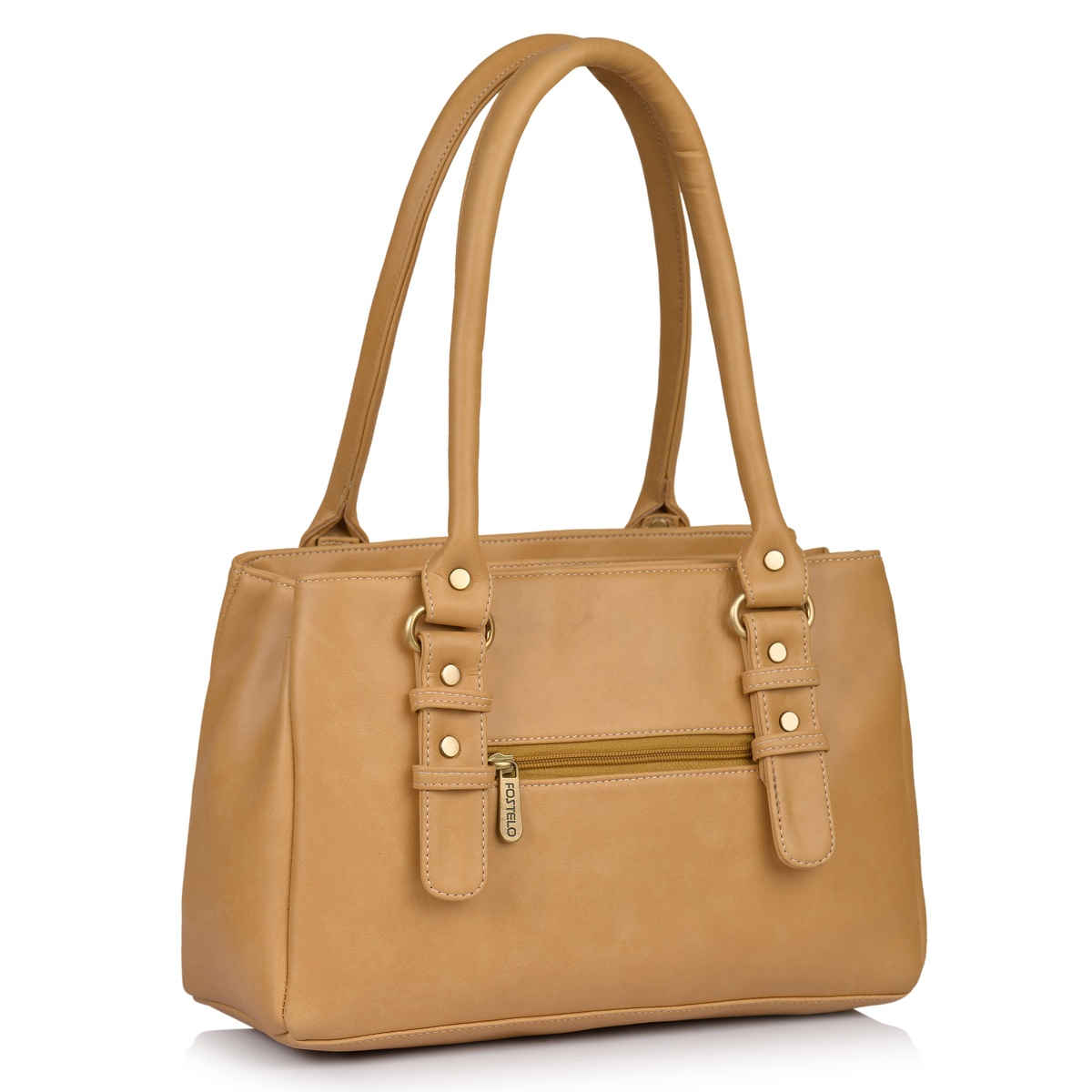 Fostelo Women's Vegan Leather Westside Handbags Shoulder Hobo Bag Ladies Purse | Beige | Large