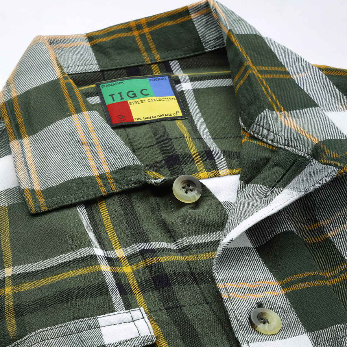 The Indian Garage Co Men's Regular Fit Checkered Street Over Shirt | Green - S