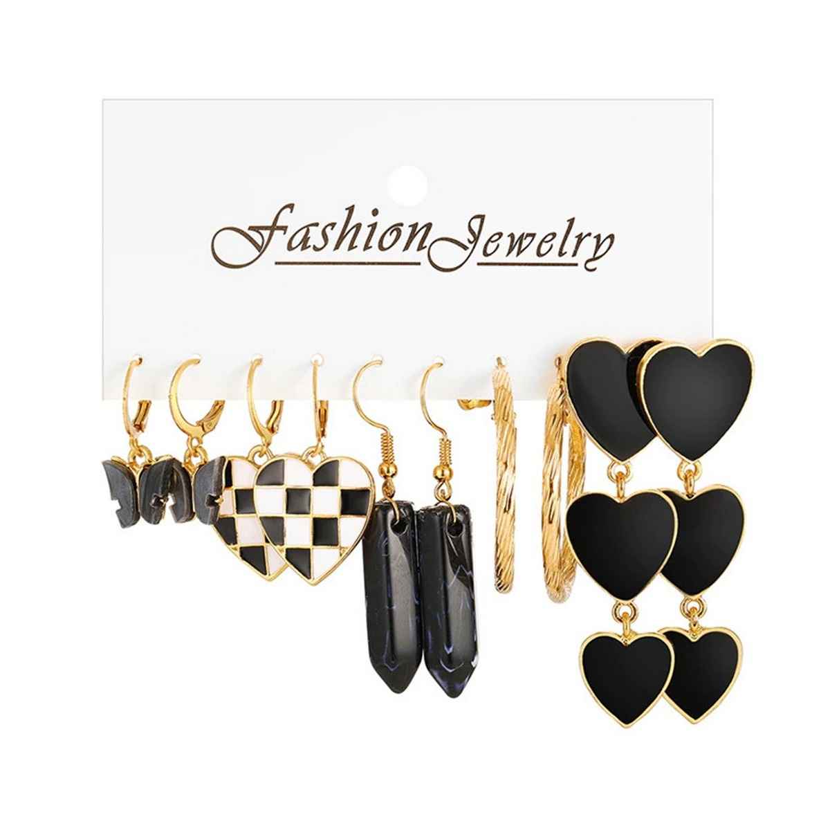 Fashion Frill Women's Stackable Earings Black Regular