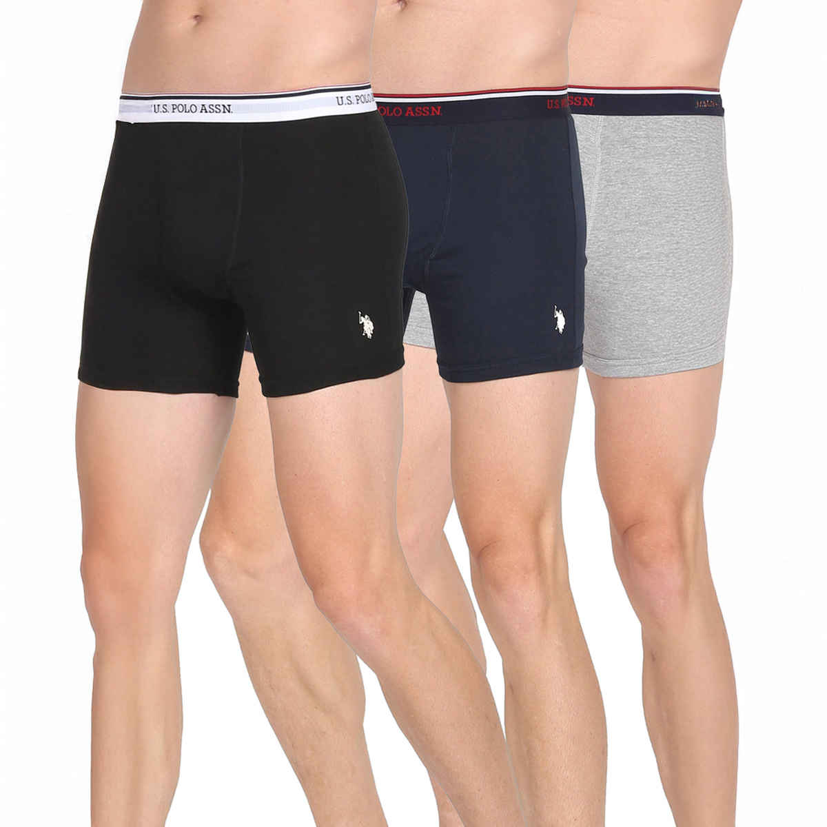 U.S. Polo Assn. | Underwear Pack of 3 | L | Trunks | I667 | Black, Grey Melange and Navy