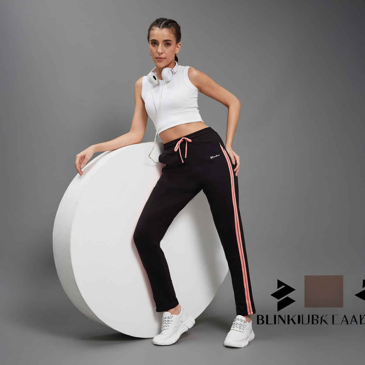 Blinkin Women's Cotton Striped Pyjamas & Track Pants with Side Pockets | Black - M