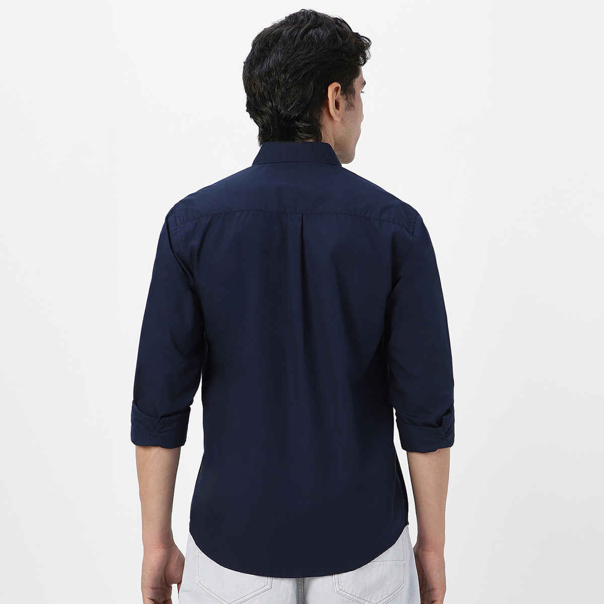 Urbano Fashion Men's Navy Cotton Full Sleeve Regular Fit Casual Solid Shirt-S