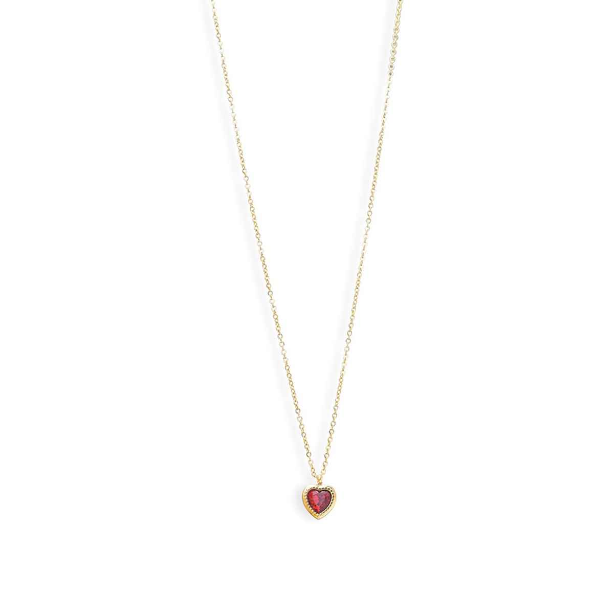 Palmonas Red Emerald Heart Pendant Necklace For Womens | Waterproof And Anti-Tarnish