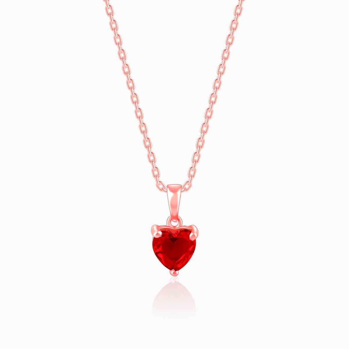 Giva Rose Gold Loving in Red Pendant With Link Chain